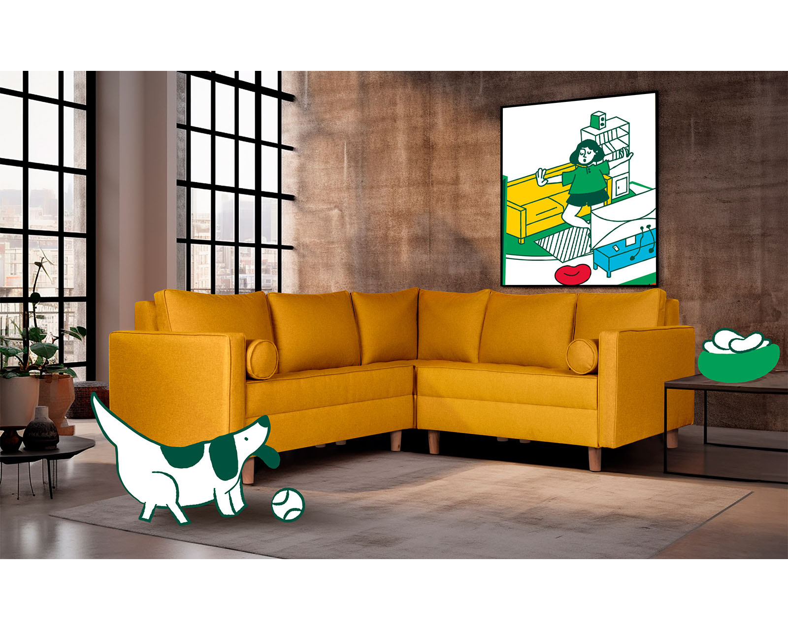 Foto 1 | Sala Modular Sofantástico Cerati Amarillo Mostaza