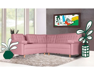 Foto 1 | Sala Esquinera de Lino Palo de Rosa con Portavasos Pepper Makora