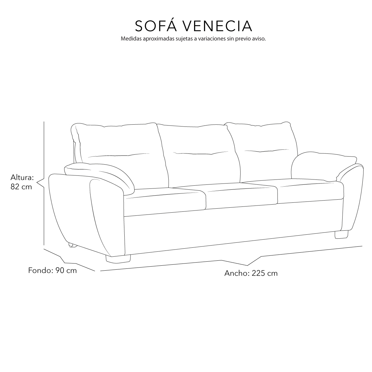 Foto 7 | Sofá 3 Plazas Dicasa Venecia Negro