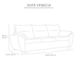 Foto 7 | Sofá 3 Plazas Dicasa Venecia Negro