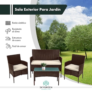 Foto 2 | Sala para Jardín Rattan Juego Sillas Mesa De Exterior 4 Pzas