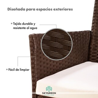 Foto 5 | Sala para Jardín Rattan Juego Sillas Mesa De Exterior 4 Pzas