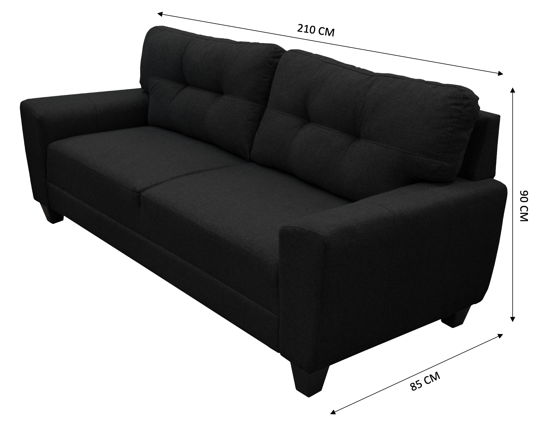 Foto 5 | Sala Modular 3-2-1 El Bazar Store Sidney Negro Sofá Love Seat y Sillón