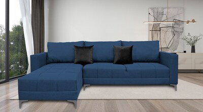 Foto 2 | Sala Esquinera El Bazar Store Interlaken Azul Marino 280x180 Cm, Tela Lino Nacional, Modular