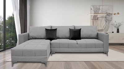 Foto 2 | Sala Esquinera El Bazar Store Interlaken Gris Plata 280x180 Cm, Tela Lino Nacional, Modular