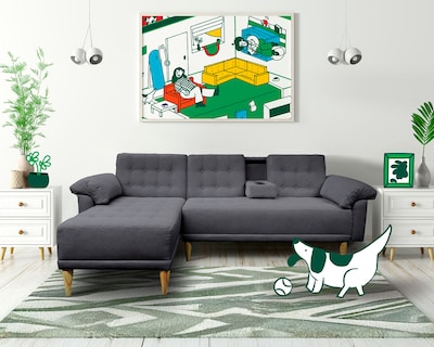 Foto 1 | Sala Modular Reversible De Lino Gris Oxford Modelo Brunello