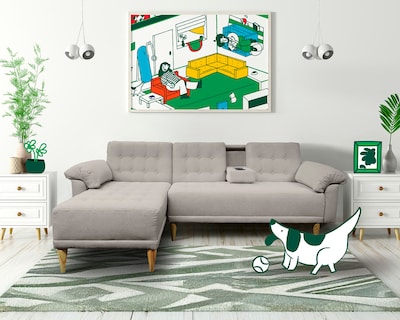 Foto 1 | Sala Modular Reversible De Lino Gris Claro Modelo Brunello