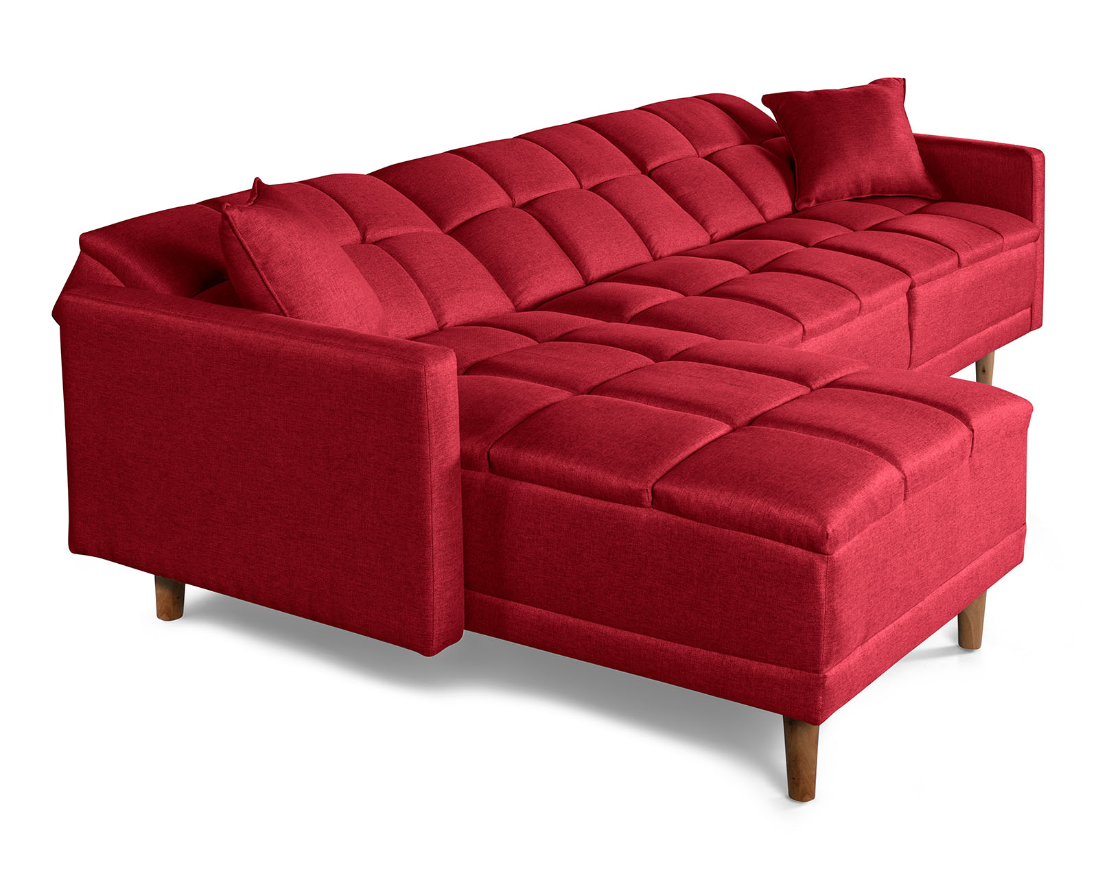 Foto 3 | Sala Modular Sofá Cama Reversible De Lino Rojo Modelo Sunny Makora