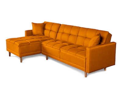 Foto 4 | Sala Modular Sofá Cama Reversible De Lino Mostaza Modelo Sunny Makora