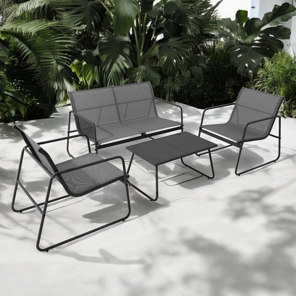 Foto 5 pulgar | Sala Exterior Juego Para Jardín Exterior Silver Textilene
