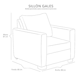 Foto 6 | Sala 3 Piezas Sofa, Love y Sillon Gales Negro