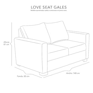 Foto 7 | Sala 3 Piezas Sofa, Love y Sillon Gales Negro