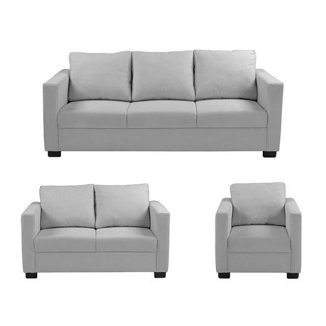 Sala 3 Piezas Sofa, Love y Sillon Gales Plata