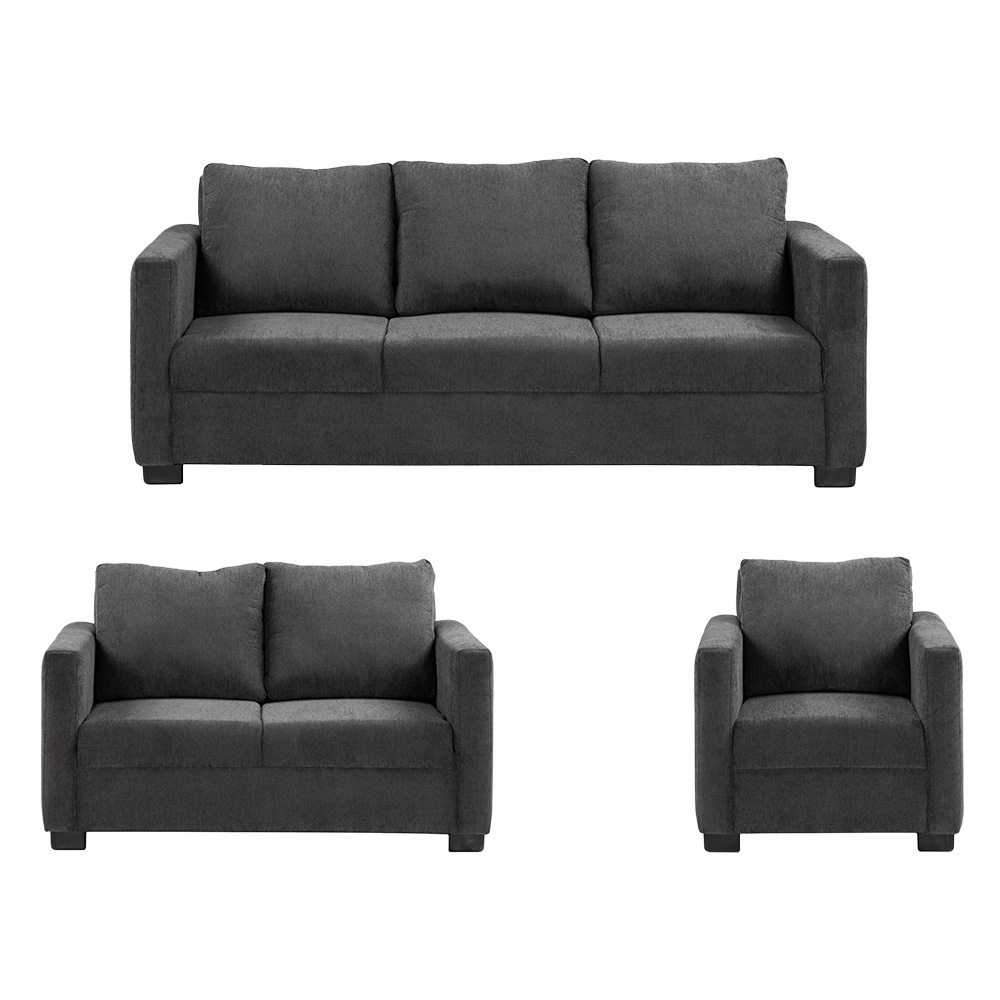 Foto 2 pulgar | Sala 3 Piezas Sofa, Love y Sillon Gales Gris Carbon