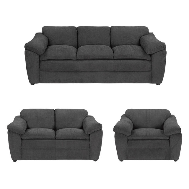 Foto 2 pulgar | Sala 3 Piezas Sofa, Love y Sillon Aston Gris Carbon