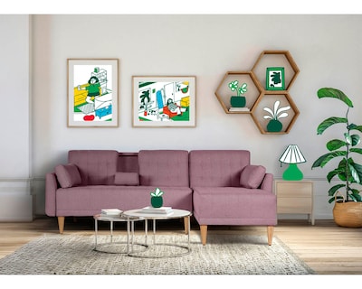 Foto 1 | Sala Modular Makora Carlton Rosa Tacto Durazno con Portavasos