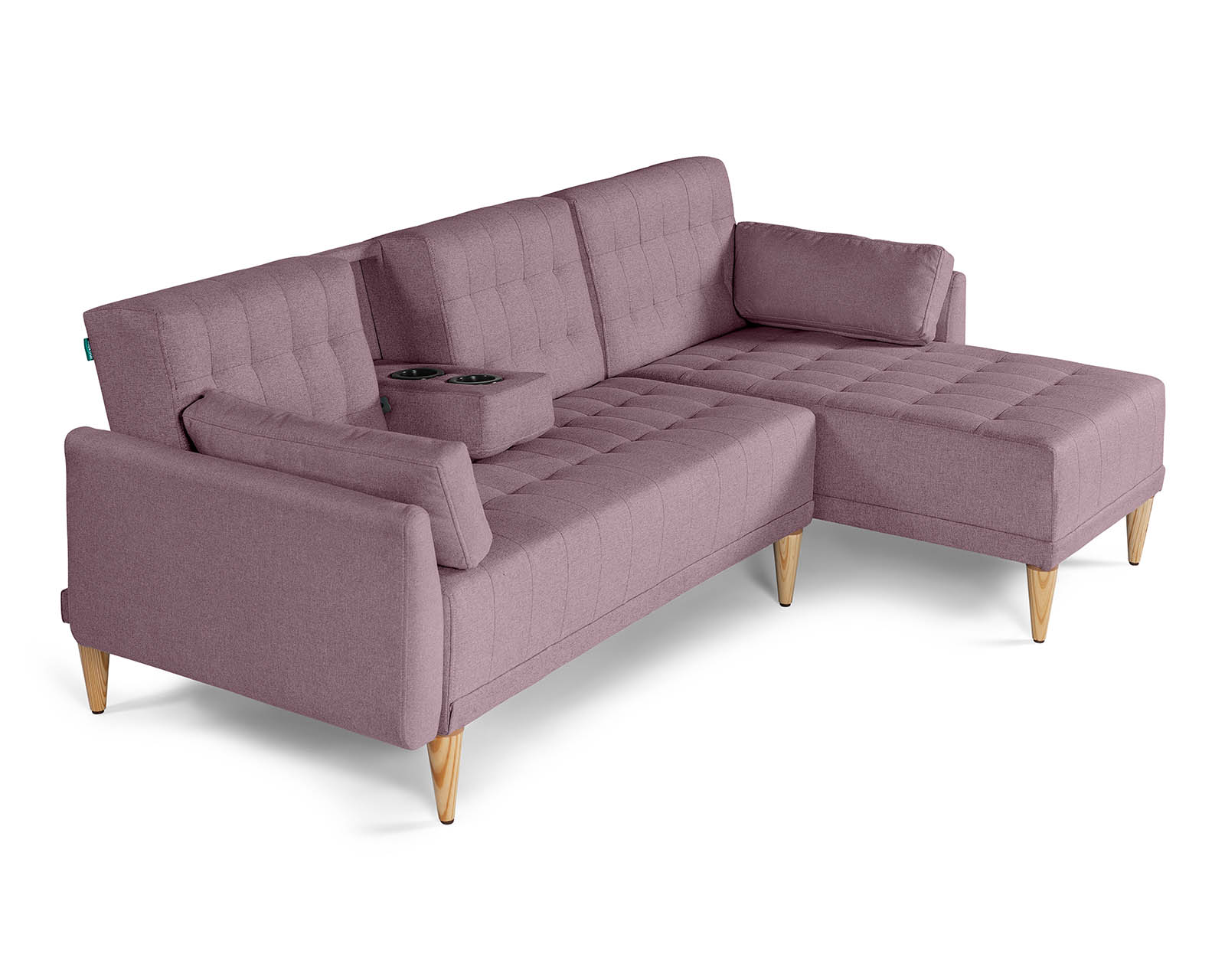 Foto 4 pulgar | Sala Modular Makora Carlton Rosa Tacto Durazno con Portavasos