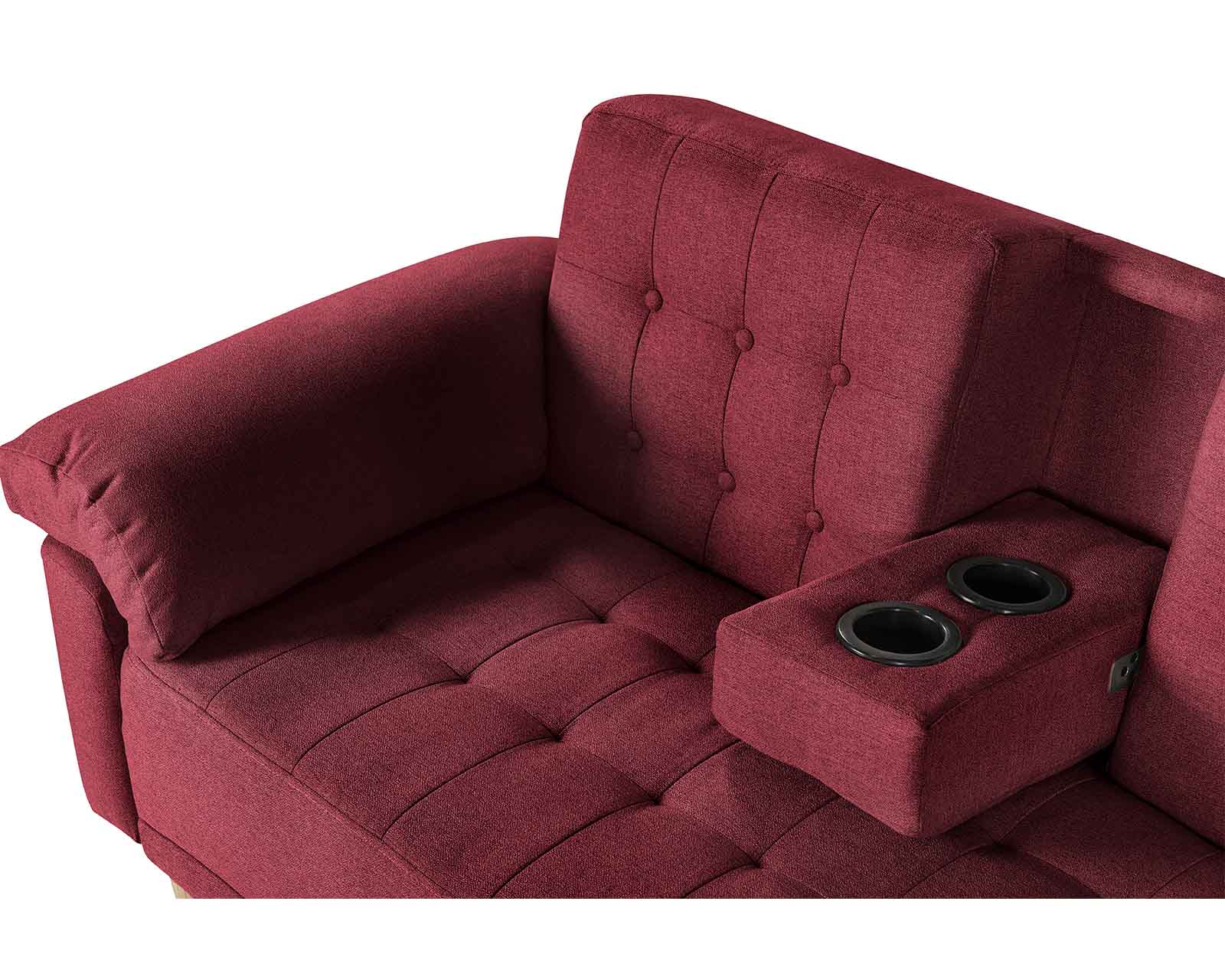 Foto 6 pulgar | Sala Modular Reversible De Lino Rojo Modelo Brunello