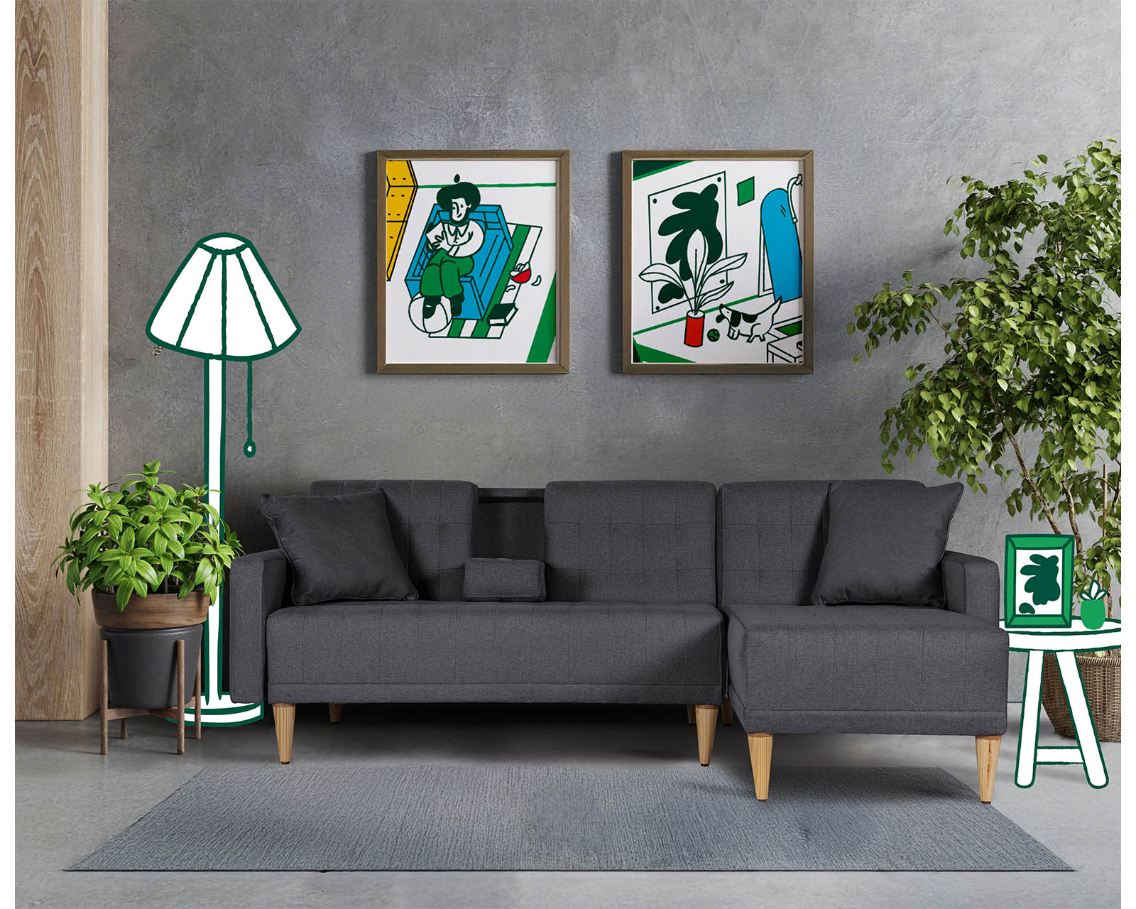 Foto 1 | Sala Modular Reversible De Lino Gris Oxford Modelo Kendall