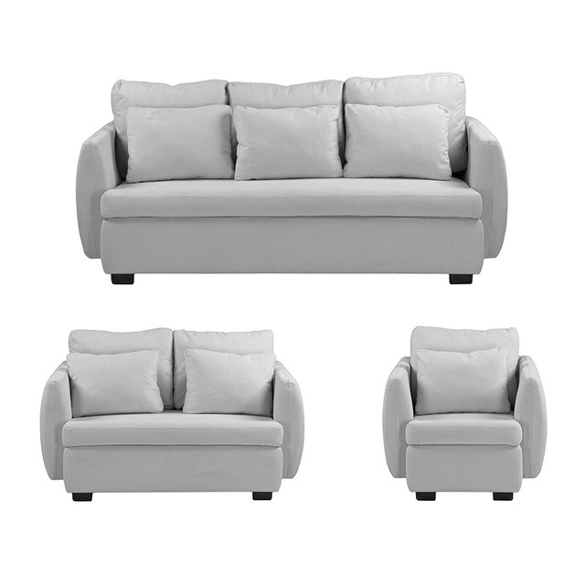 Foto 2 pulgar | Sala 3 Piezas Sofa, Love y Sillon Kuma Plata