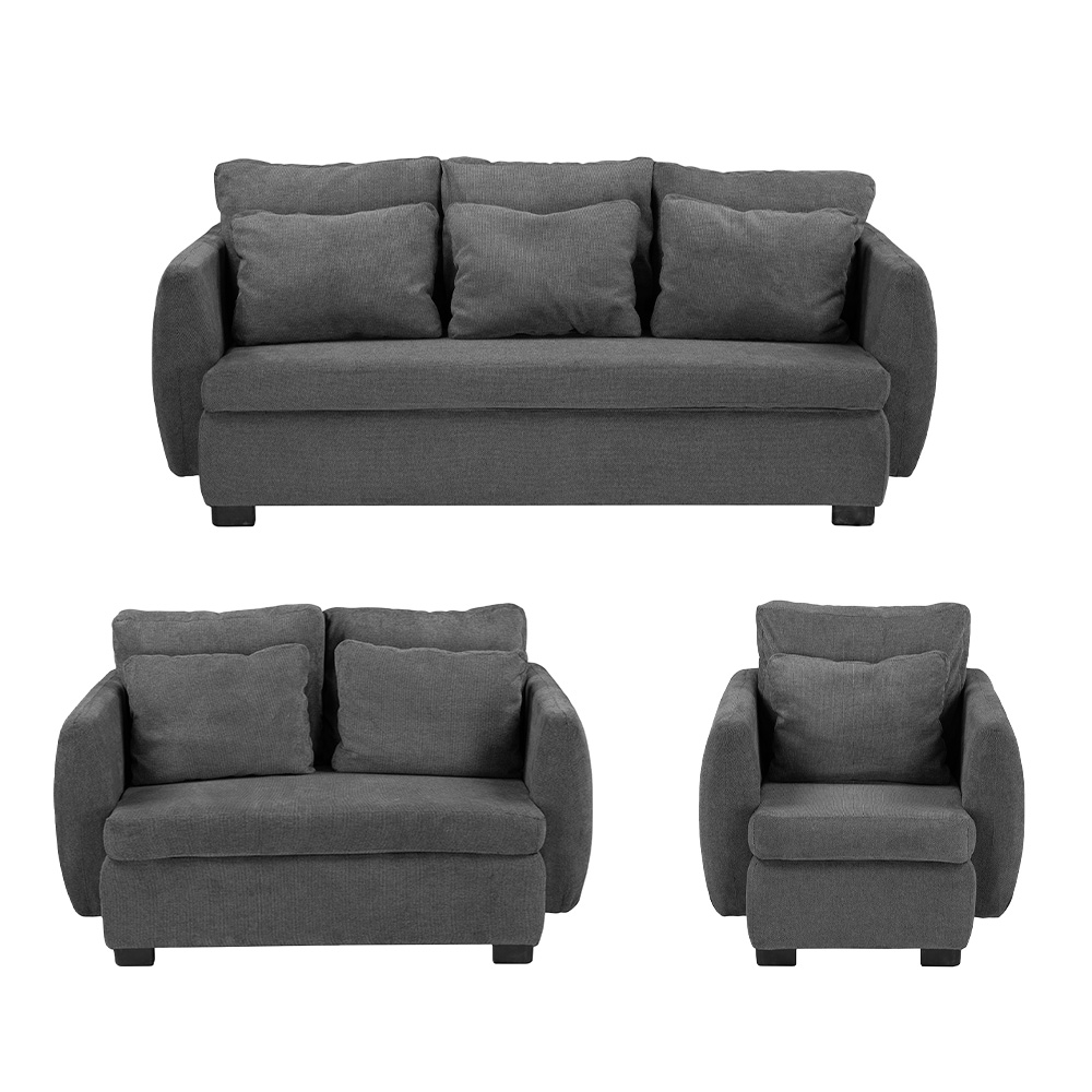 Foto 2 pulgar | Sala 3 Piezas Sofa, Love y Sillon Kuma Gris