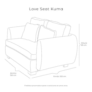 Foto 7 | Sala 3 Piezas Sofa, Love y Sillon Kuma Gris
