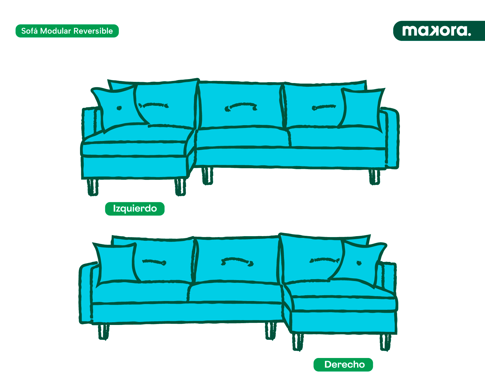 Foto 7 pulgar | Sala Modular Reversible De Lino Azul Modelo Carlton