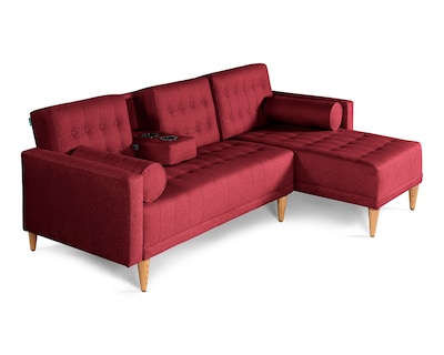 Foto 3 | Sala Modular Reversible De Lino Rojo Modelo Tyson