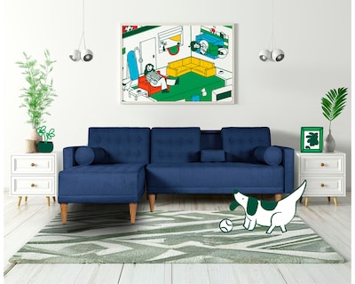 Foto 1 | Sala Modular Reversible De Lino Azul Modelo Tyson