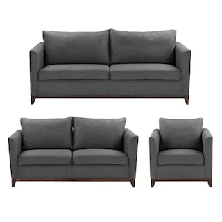 Foto 1 | Sala 3 Piezas Sofa, Love y Sillon Oslo Gris Oscuro
