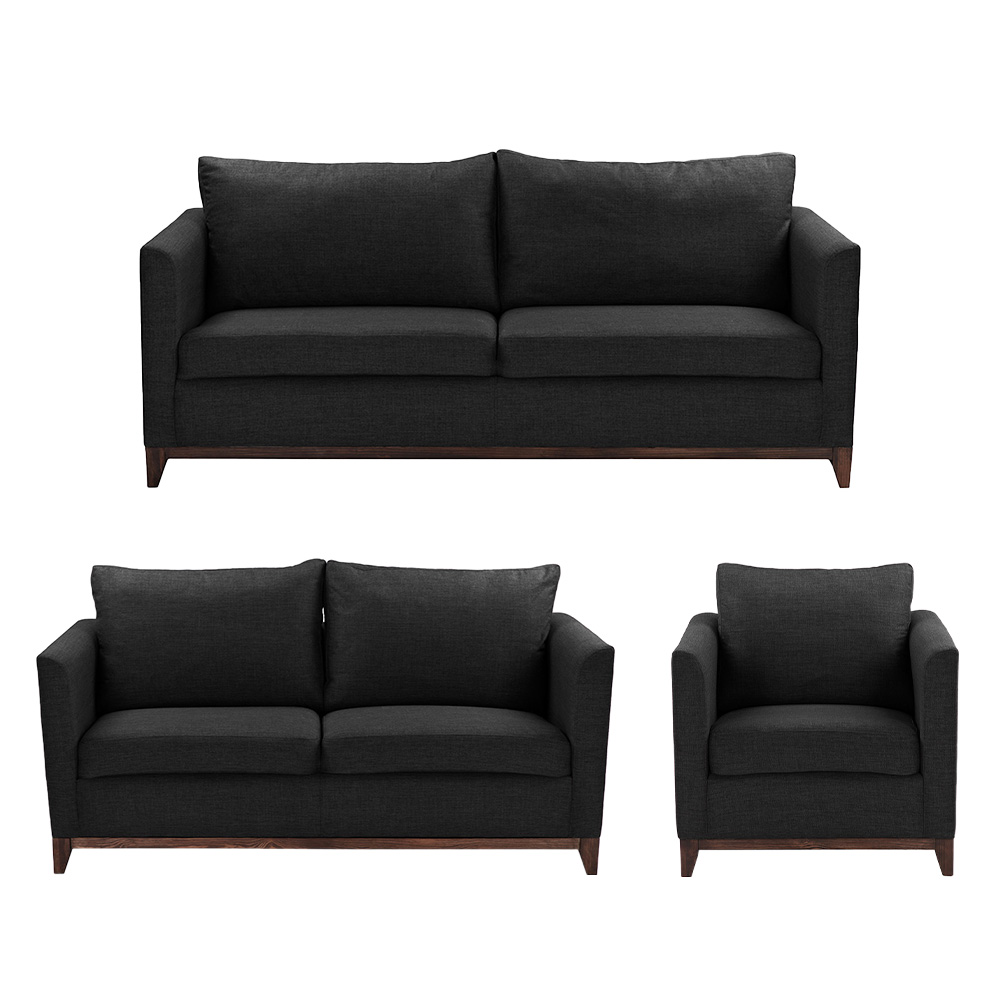 Foto 2 pulgar | Sala 3 Piezas Sofa, Love y Sillon Oslo Negro