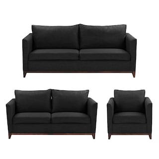 Foto 1 | Sala 3 Piezas Sofa, Love y Sillon Oslo Negro