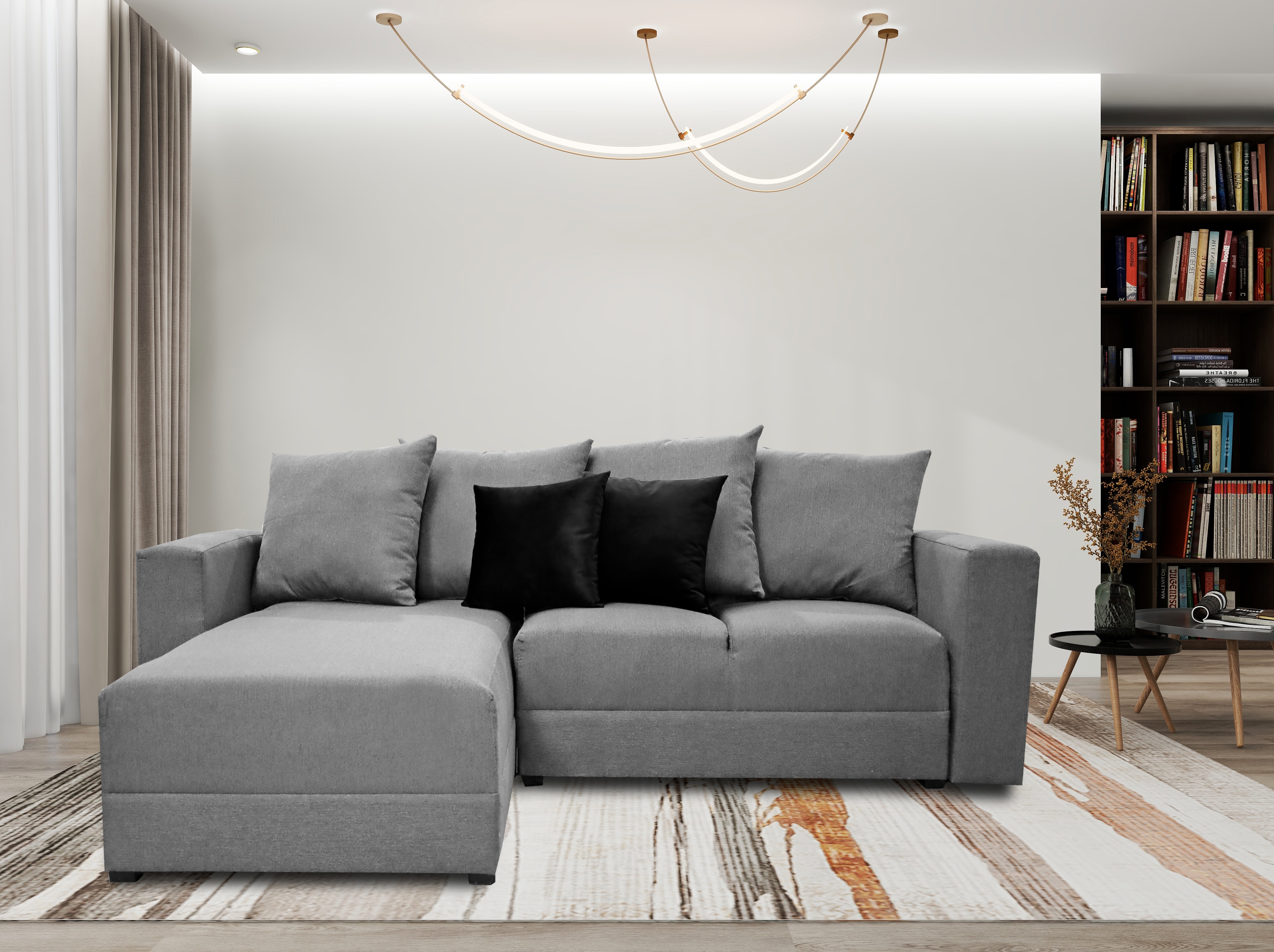 Foto 1 | Sala Esquinera Modular El Bazar Store Lombar Gris Plata 220 X 160 Cm, Tela Lino Nacional