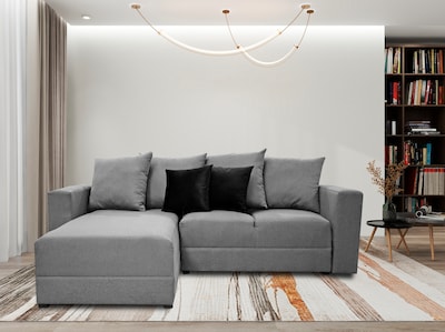 Foto 1 | Sala Esquinera Modular El Bazar Store Lombar Gris Plata 220 X 160 Cm, Tela Lino Nacional
