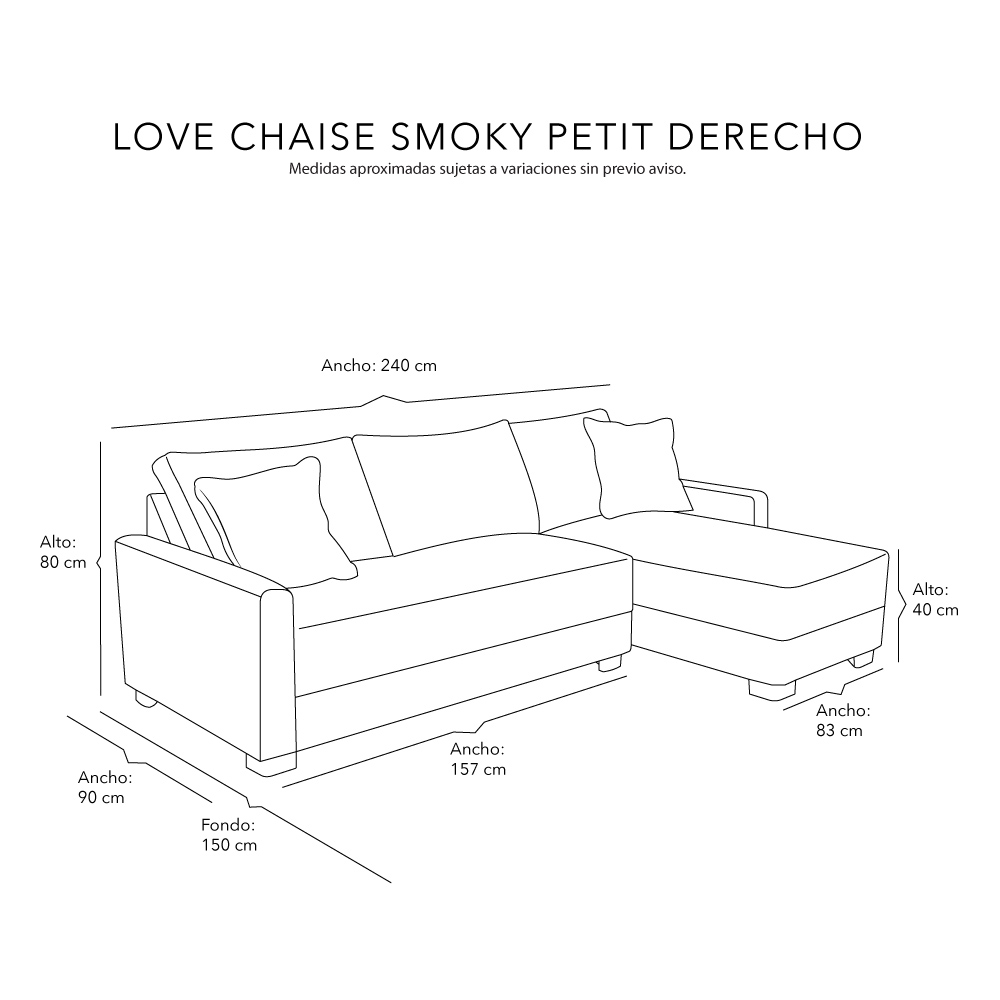 Foto 8 pulgar | Love Chaise Derecho Smoky Petit Azul