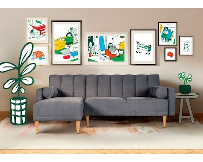 Foto 1 | Sala Modular Reversible De Velvet Gris Oxford Modelo Xander