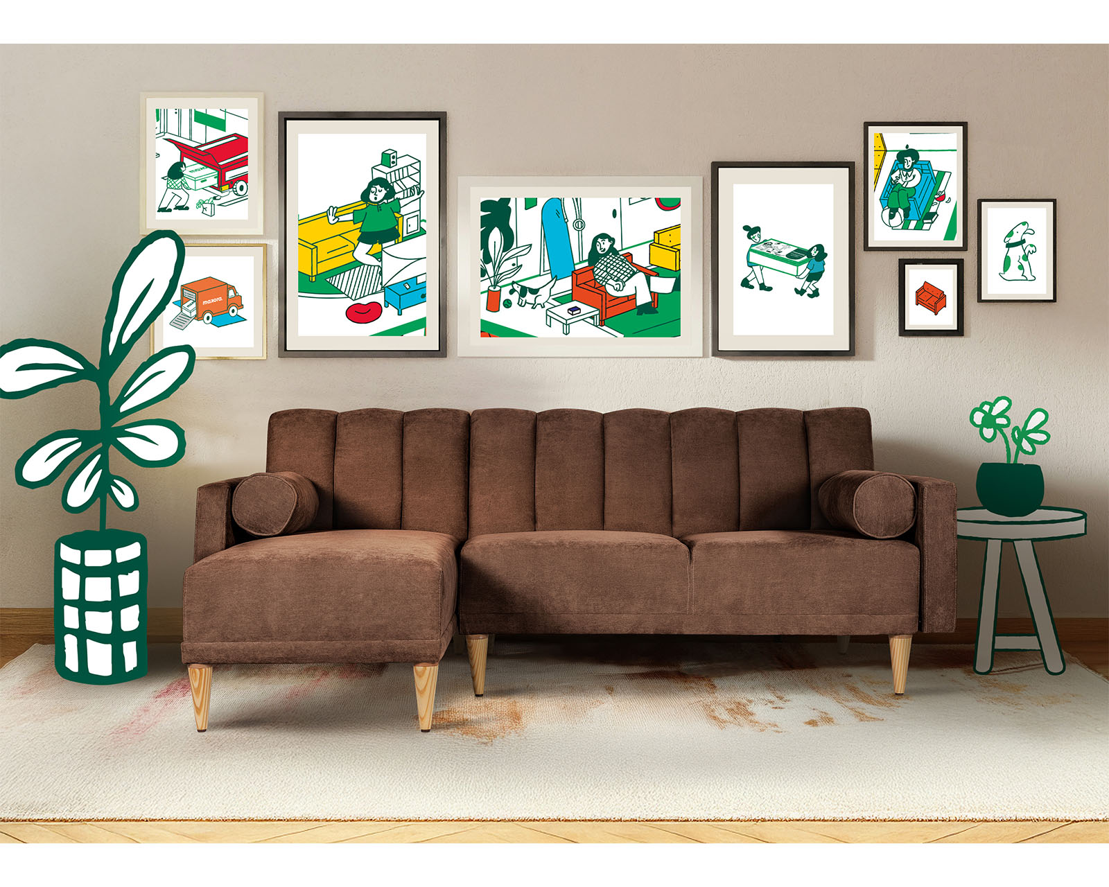 Foto 1 | Sala Modular Reversible De Velvet Chocolate Modelo Xander