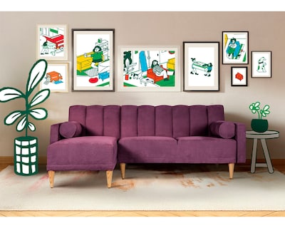 Foto 1 | Sala Modular Reversible De Velvet Morado Modelo Xander