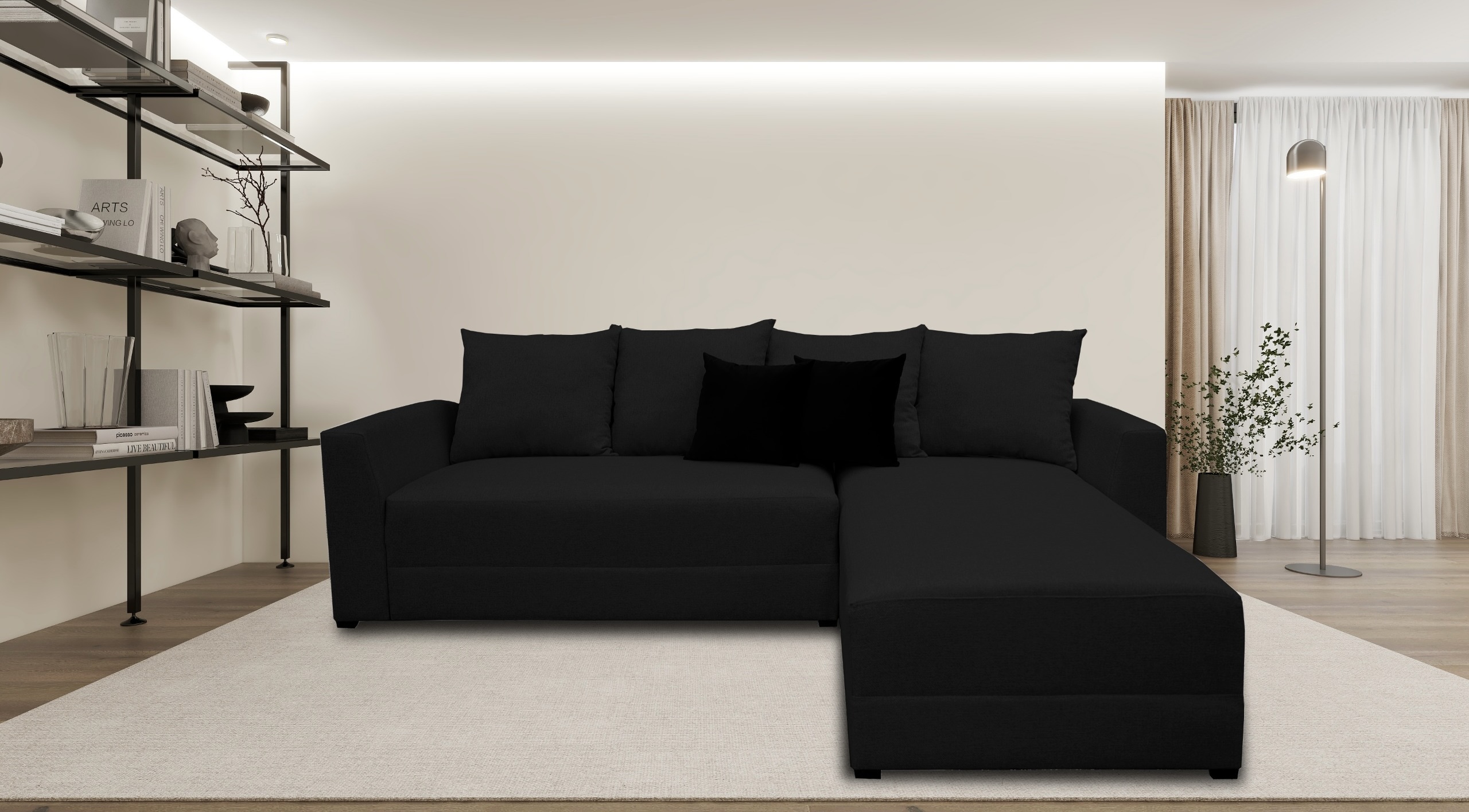 Foto 2 | Sala Esquinera Modular El Bazar Store Samso Negro 240 X 180 Cm, Tela Lino Nacional