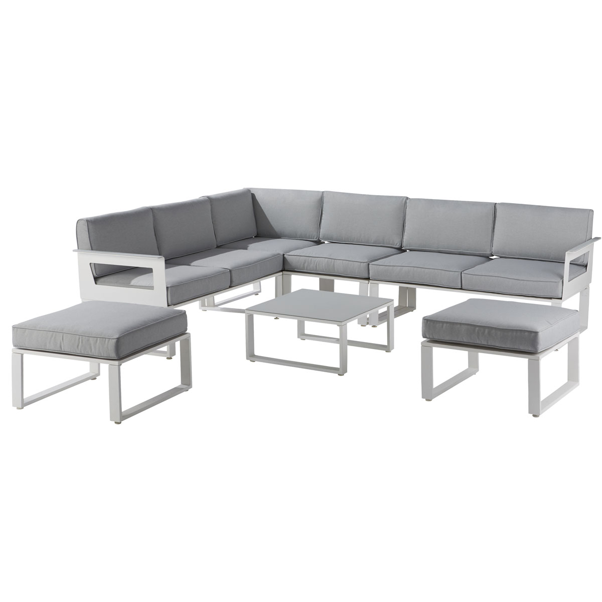 Foto 1 | Naterial Set De Sala Muebles De Jardín: Sofá Esquinero + 2 Taburetes + Mesa De Aluminio Para Exterior, Modelo Ody