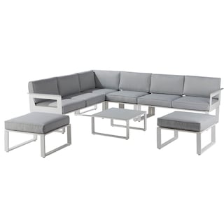 Foto 1 | Naterial Set De Sala Muebles De Jardín: Sofá Esquinero + 2 Taburetes + Mesa De Aluminio Para Exterior, Modelo Ody