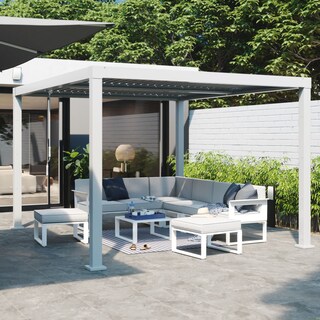 Foto 7 | Naterial Set De Sala Muebles De Jardín: Sofá Esquinero + 2 Taburetes + Mesa De Aluminio Para Exterior, Modelo Ody