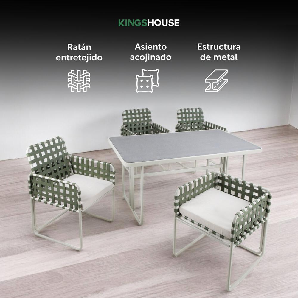 Foto 4 pulgar | Juego De Comedor Sillas Mesa Para Jardín Rattan Sunset 5 Pzs