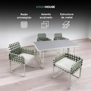 Foto 3 | Juego De Comedor Sillas Mesa Para Jardín Rattan Sunset 5 Pzs