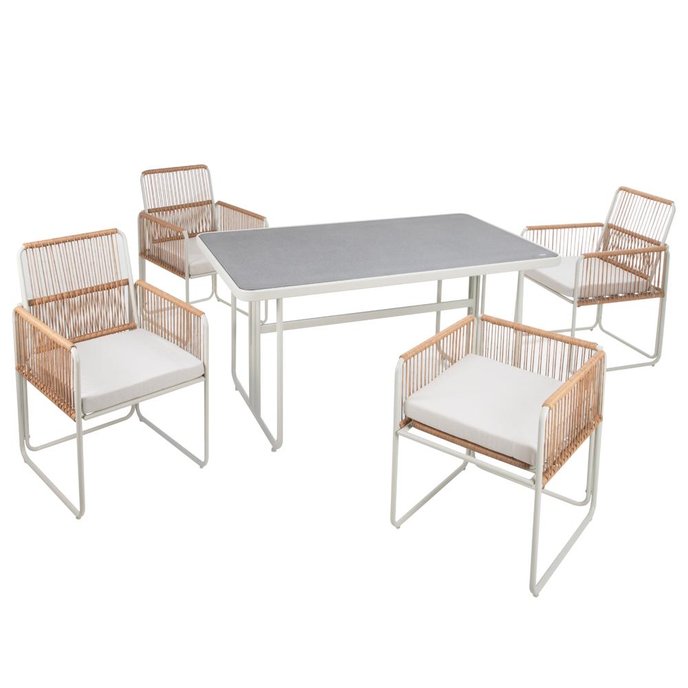 Foto 2 pulgar | Juego De Comedor Sillas Mesa Para Jardín Rattan Sunset 5 Pzs