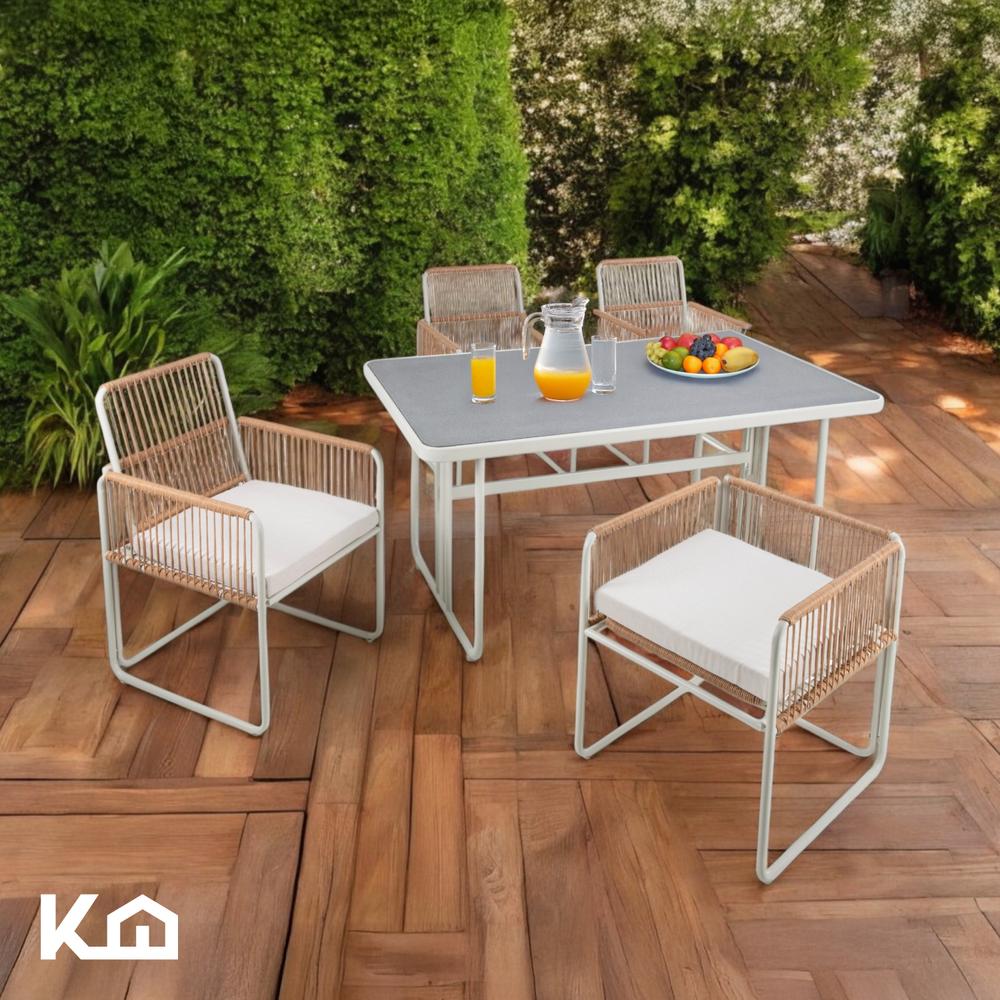 Foto 3 pulgar | Juego De Comedor Sillas Mesa Para Jardín Rattan Sunset 5 Pzs