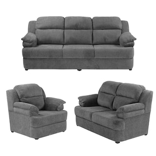 Foto 1 | Sala Trinity Kendra Color Gris Oscuro 3 Piezas ( Sofá, Love Seat Y Sillón)