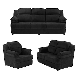 Foto 1 | Sala Trinity Kendra Color Negro 3 Piezas ( Sofá, Love Seat Y Sillón)