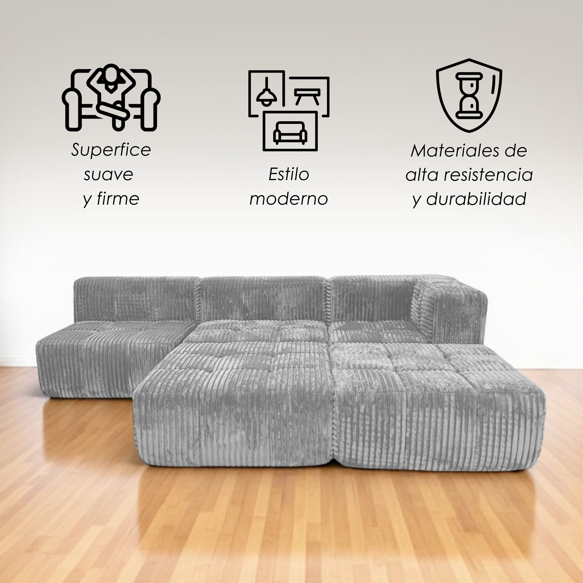 Foto 3 | Ilios Innova | Sofá Esquinero Milan En Felpa, Ajustable Y Confortable