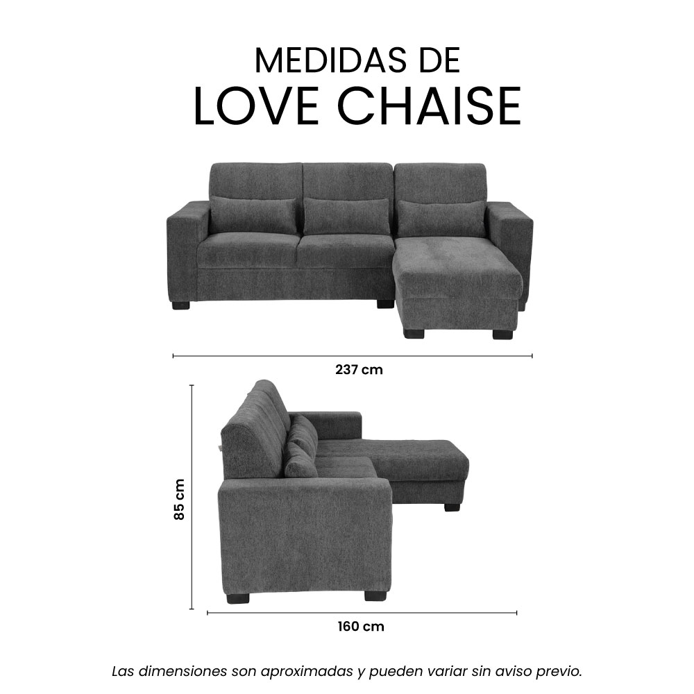 Foto 8 | Love Chaise Trinity Eros Color Gris Carbón Derecho